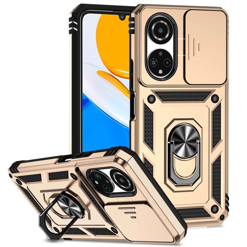 For Honor X7 Sliding Camshield Holder Phone Case(Dark Green)