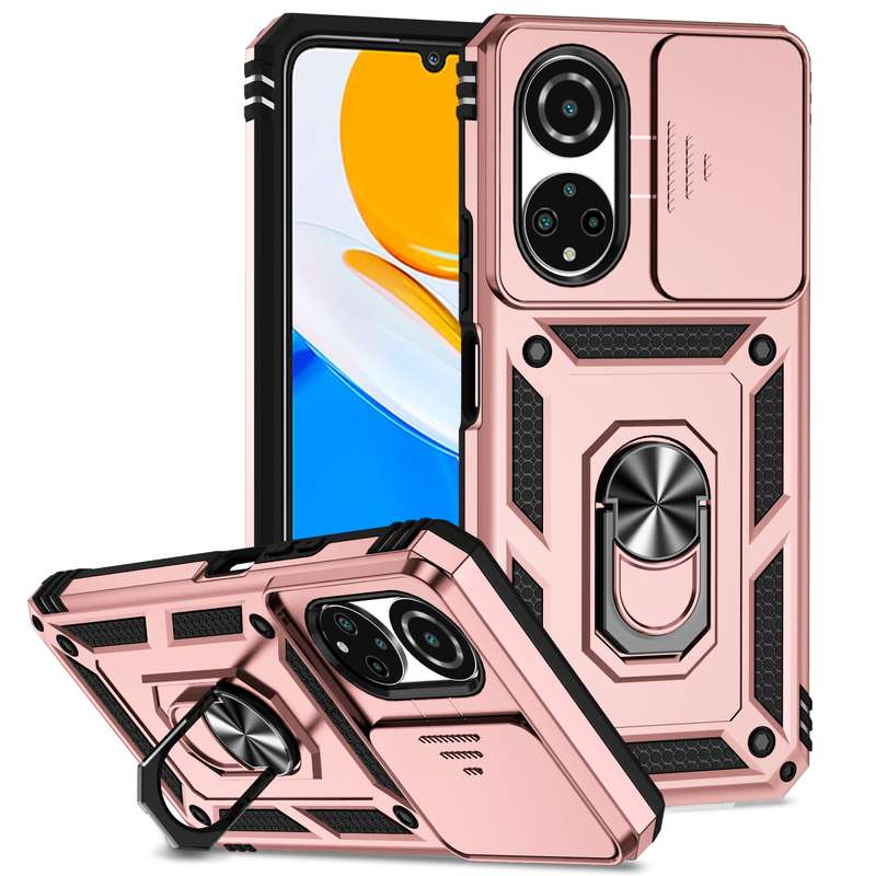 For Honor X7 Sliding Camshield Holder Phone Case(Dark Green)