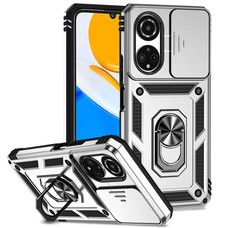 For Honor X7 Sliding Camshield Holder Phone Case(Dark Green)