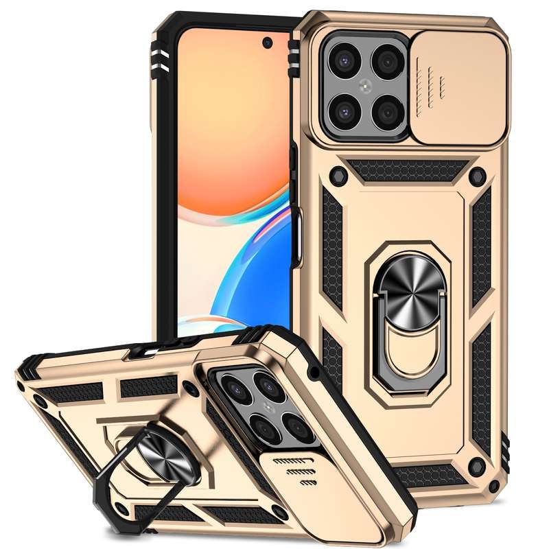 For Honor X8 Sliding Camshield Holder Phone Case(Rose Gold)