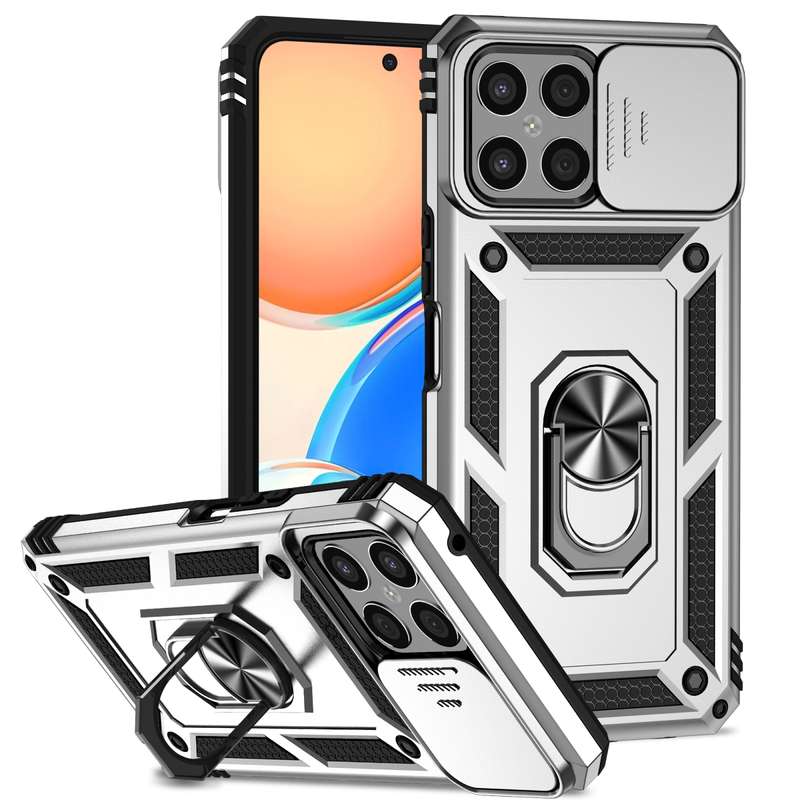 For Honor X8 Sliding Camshield Holder Phone Case(Rose Gold)