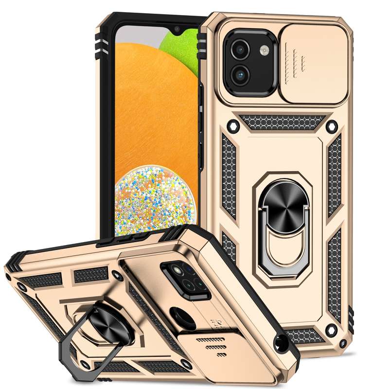 For Samsung Galaxy A03 Sliding Camshield Holder Phone Case(Black)