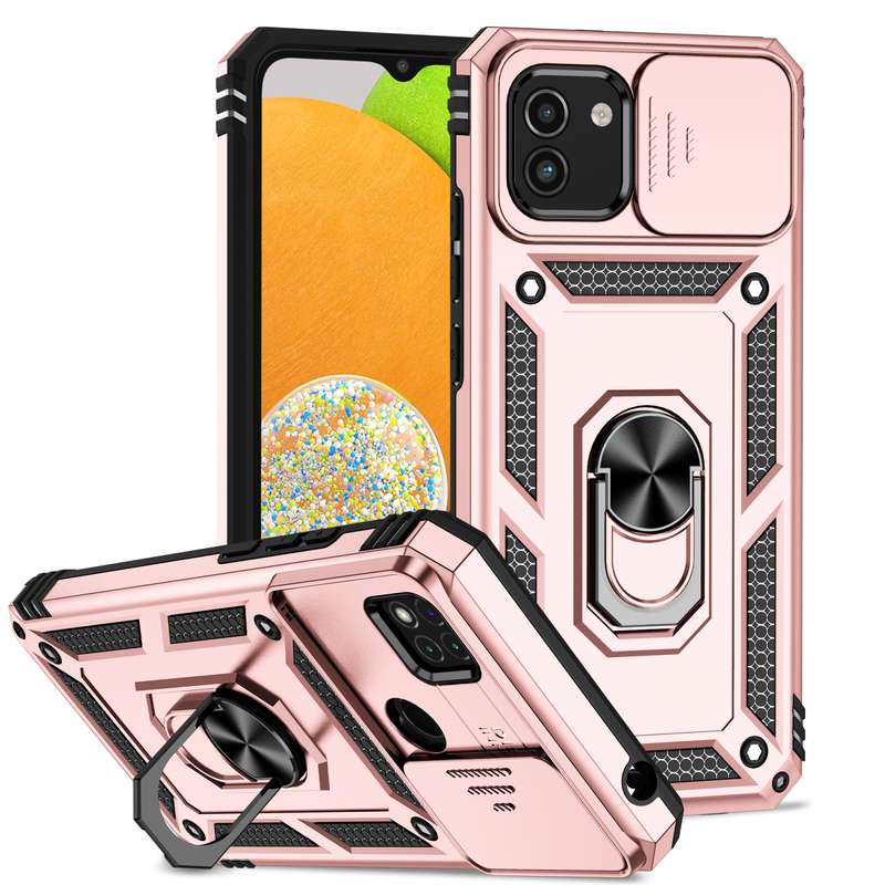 For Samsung Galaxy A03 Sliding Camshield Holder Phone Case(Black)