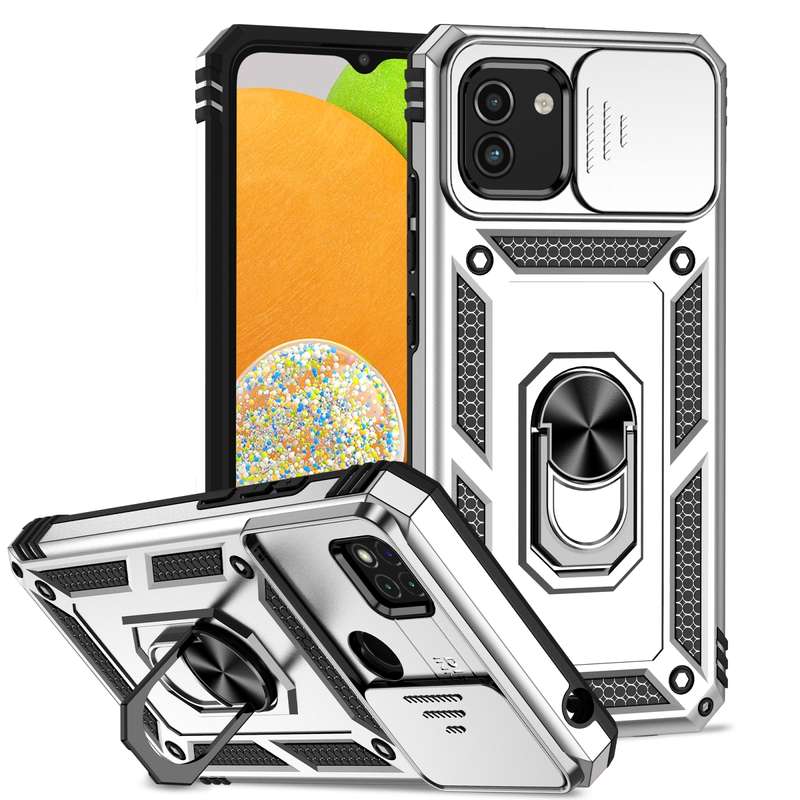 For Samsung Galaxy A03 Sliding Camshield Holder Phone Case(Black)