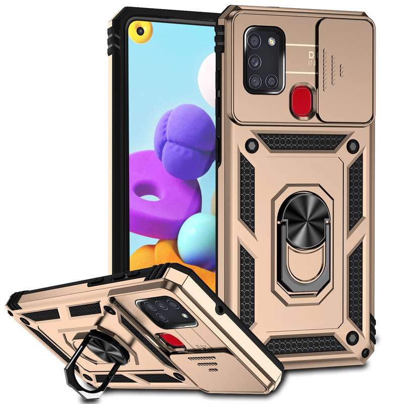 For Samsung Galaxy A21s Sliding Camshield Holder Phone Case(Silver)