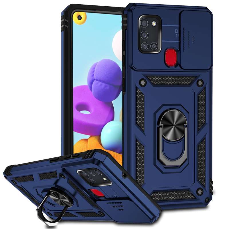 For Samsung Galaxy A21s Sliding Camshield Holder Phone Case(Silver)