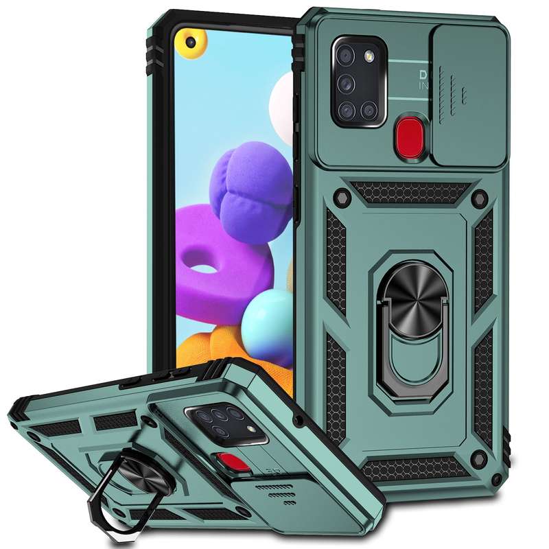 For Samsung Galaxy A21s Sliding Camshield Holder Phone Case(Silver)