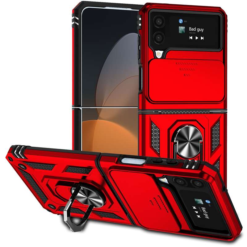 For Samsung Galaxy Z Flip4 Sliding Camshield Holder Phone Case(Red)