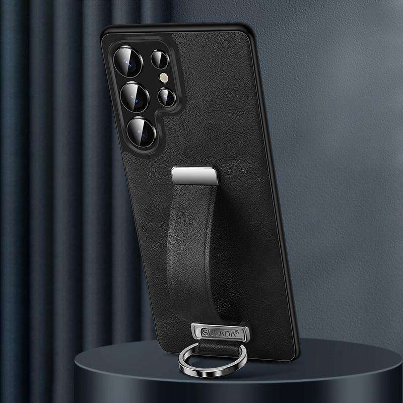 For Samsung Galaxy S25 Ultra 5G SULADA PC Hybrid Leather Texture Skin Feel Shockproof Phone Case(Bla