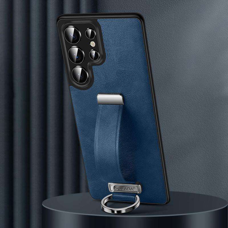 For Samsung Galaxy S25 Ultra 5G SULADA PC Hybrid Leather Texture Skin Feel Shockproof Phone Case(Bla