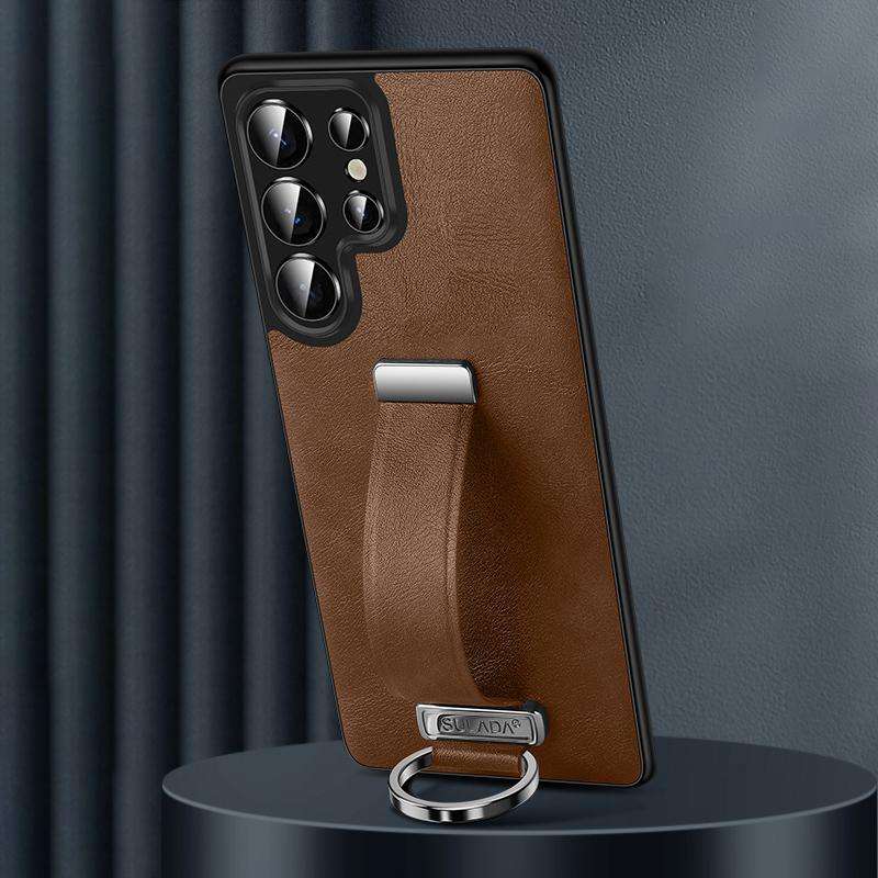 For Samsung Galaxy S25 Ultra 5G SULADA PC Hybrid Leather Texture Skin Feel Shockproof Phone Case(Bla