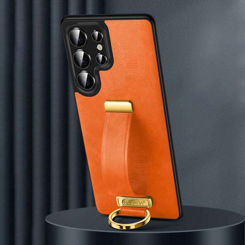 For Samsung Galaxy S25 Ultra 5G SULADA PC Hybrid Leather Texture Skin Feel Shockproof Phone Case(Bla