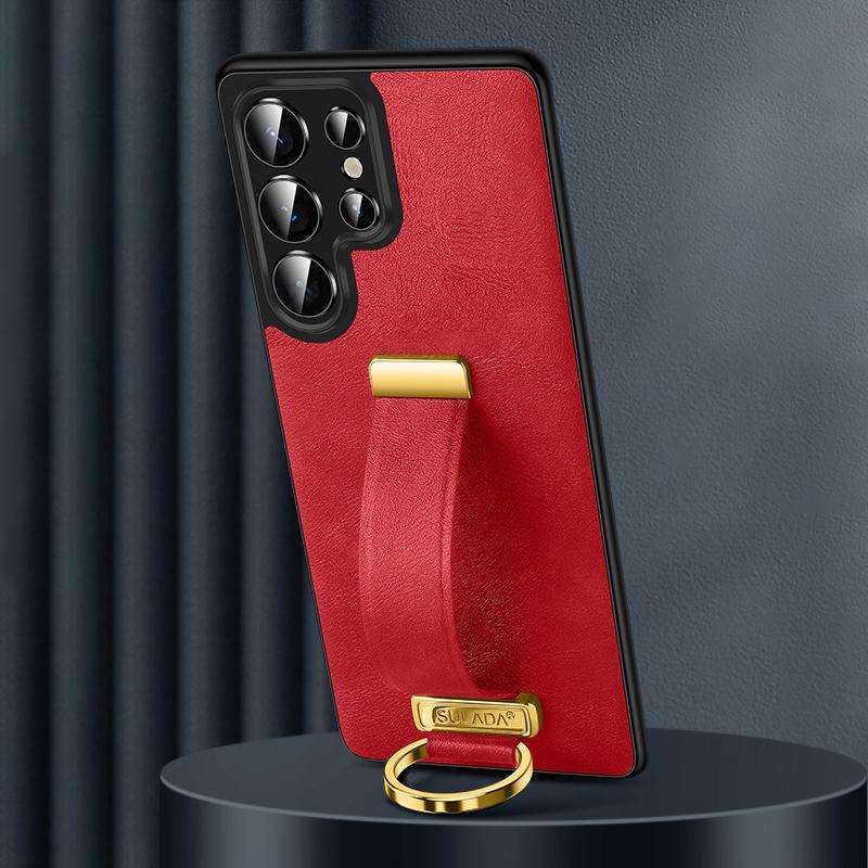 For Samsung Galaxy S25 Ultra 5G SULADA PC Hybrid Leather Texture Skin Feel Shockproof Phone Case(Bla