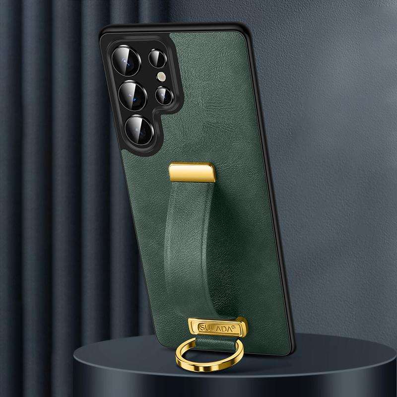 For Samsung Galaxy S25 Ultra 5G SULADA PC Hybrid Leather Texture Skin Feel Shockproof Phone Case(Bla