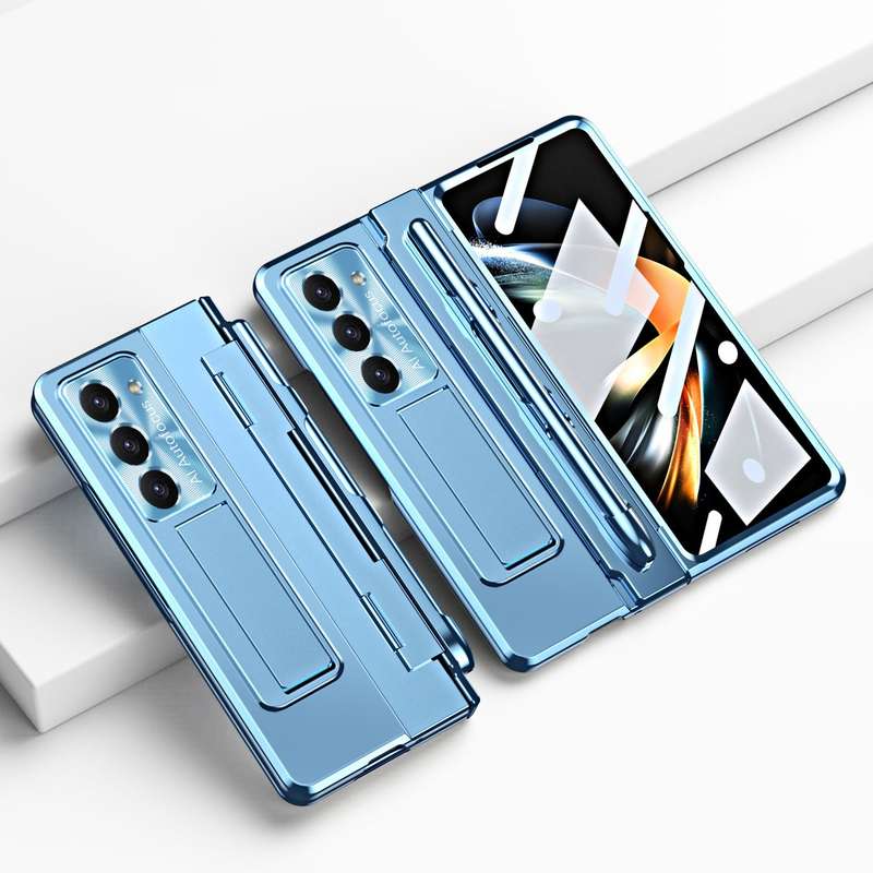 For Samsung Galaxy Z Fold5 5G Integrated Folding Hinge Phone Case with Stylus(Rose Gold)