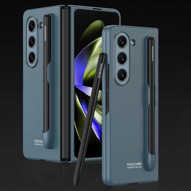 For Samsung Galaxy Z Fold5 GKK Ultra-thin Full Coverage Phone Flip Case with Pen Slot(Gold)
