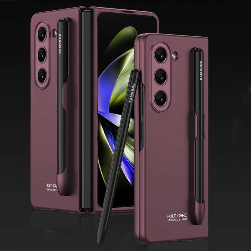 For Samsung Galaxy Z Fold5 GKK Ultra-thin Full Coverage Phone Flip Case with Pen Slot(Gold)