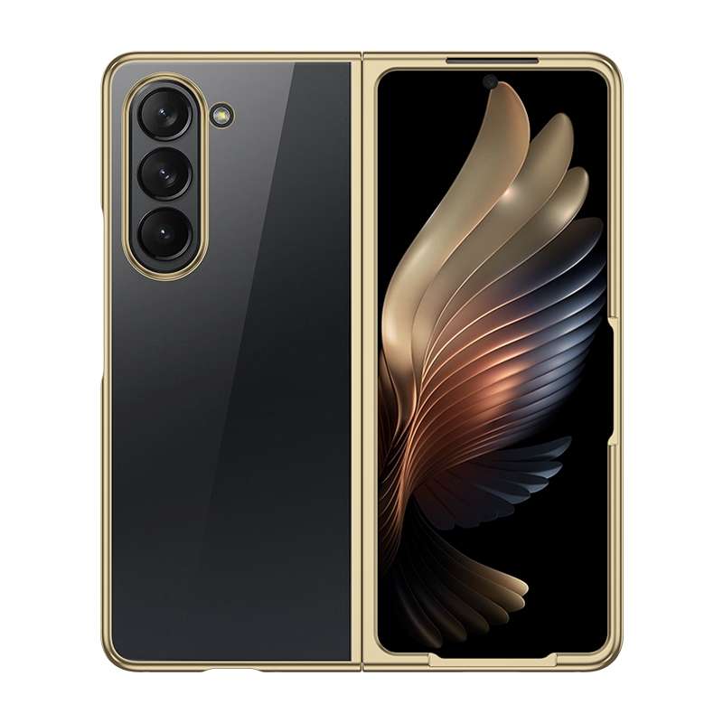 For Samsung Galaxy Z Fold5 5G Transparent Electroplating All-inclusive Folding Phone Case(Champagne