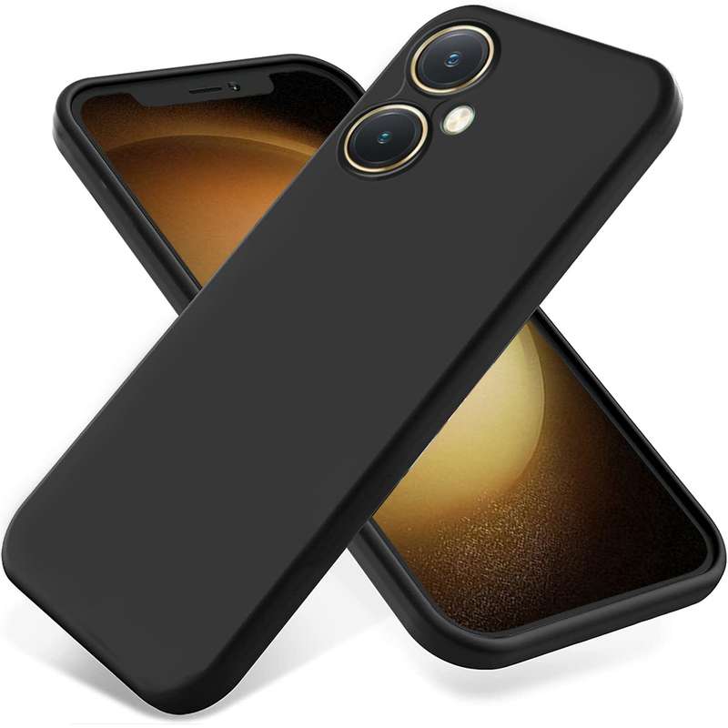 For vivo Y27 4G Pure Color Liquid Silicone Shockproof Phone Case(Black)