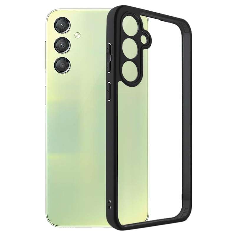 For Samsung Galaxy A55 5G Frosted TPU + Transparent PC Phone Case(Black)
