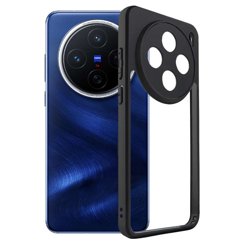 For vivo X200 Frosted TPU + Transparent PC Phone Case(Black)