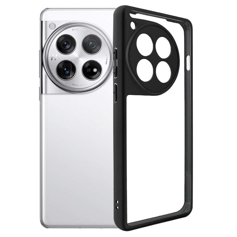 For OnePlus 12 Frosted TPU + Transparent PC Phone Case(Black)