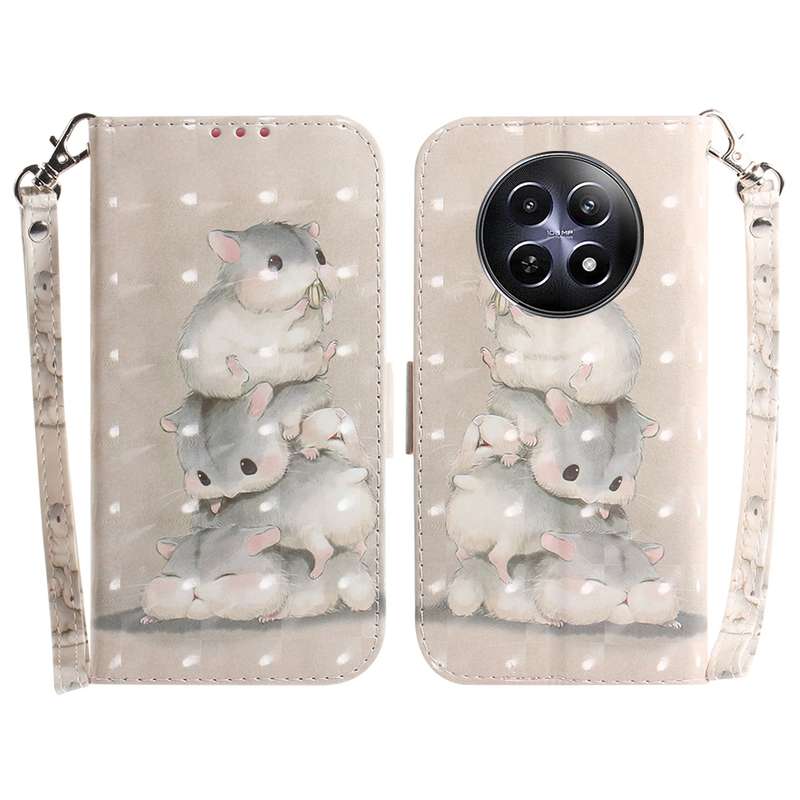 For Realme 12 5G 3D Colored Horizontal Flip Leather Phone Case(Squirrels)