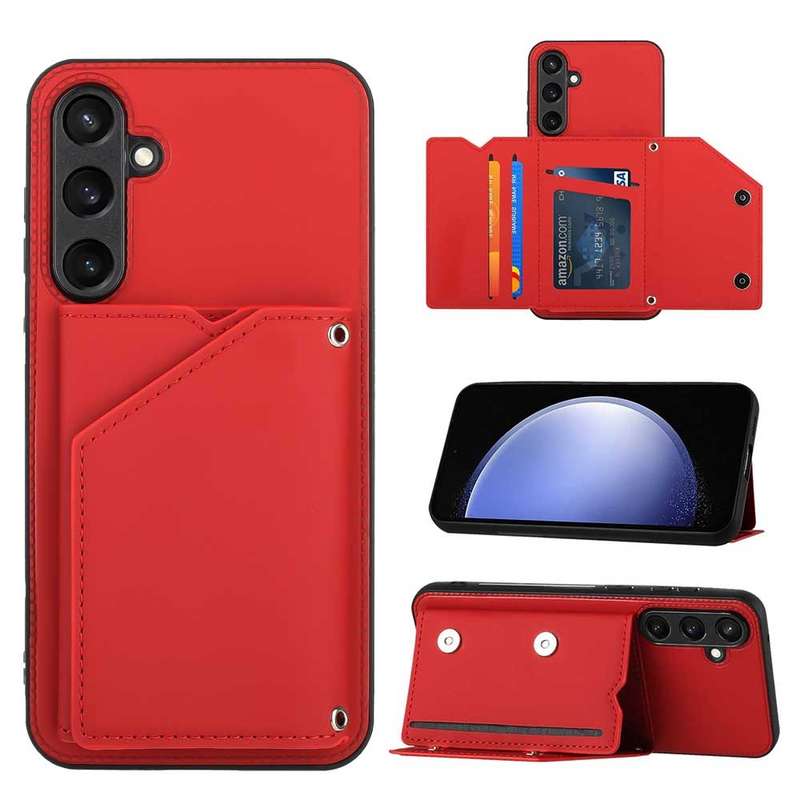 For Samsung Galaxy S23 FE 5G Skin Feel PU + TPU + PC Card Slots Phone Case(Black)