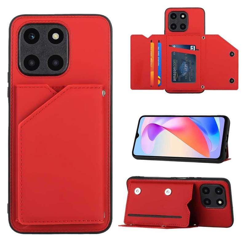 For Honor 90 Lite/X50i Skin Feel PU + TPU + PC Card Slots Phone Case(Black)