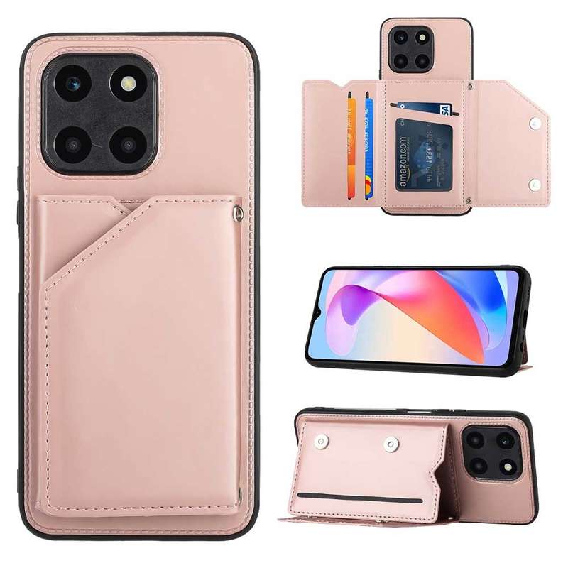 For Honor 90 Lite/X50i Skin Feel PU + TPU + PC Card Slots Phone Case(Black)