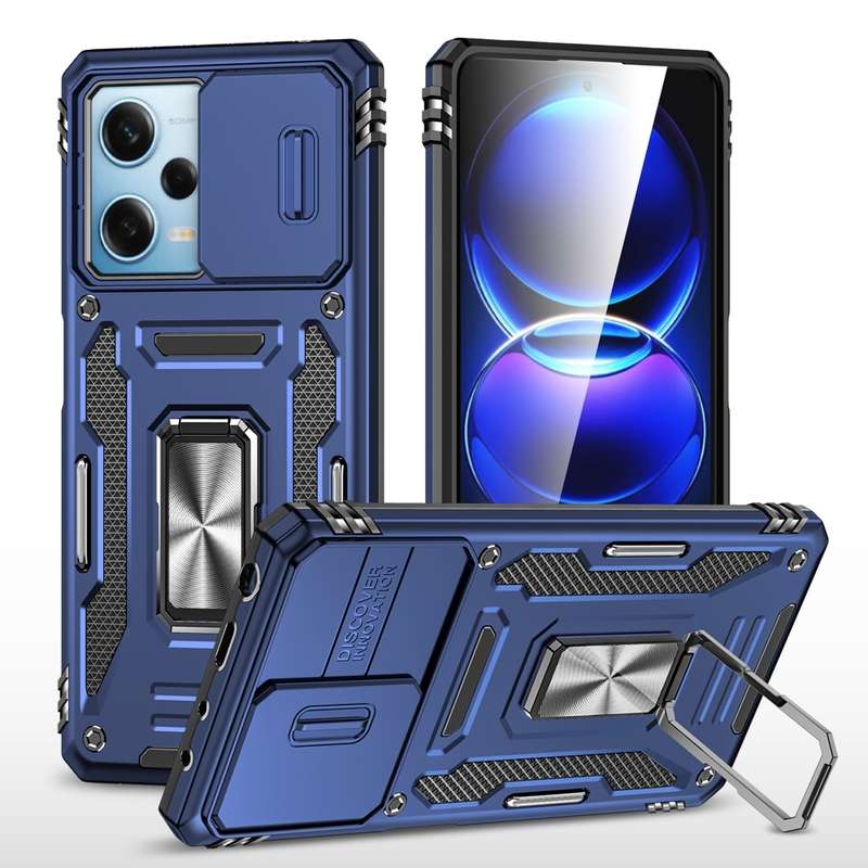 For OPPO Reno7 4G Armor PC + TPU Camera Shield Phone Case(Black)