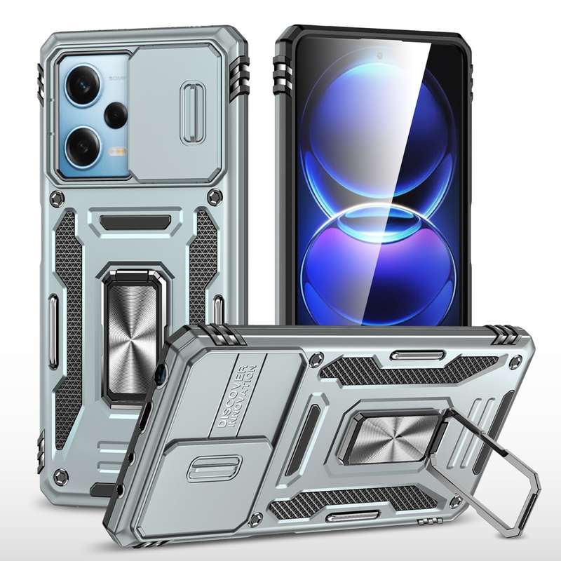 For OPPO Reno7 4G Armor PC + TPU Camera Shield Phone Case(Black)