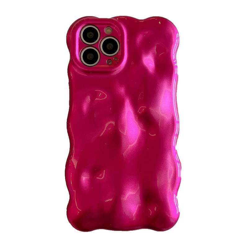 For iPhone 15 Pro Wave Bubbles TPU Phone Case(Painted Pink)