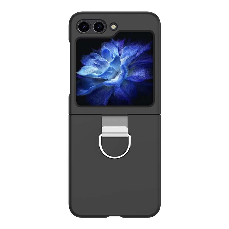 For Samsung Galaxy Z Flip5 Skin Feel Silicone Foldable Phone Case with Ring(Light Green)