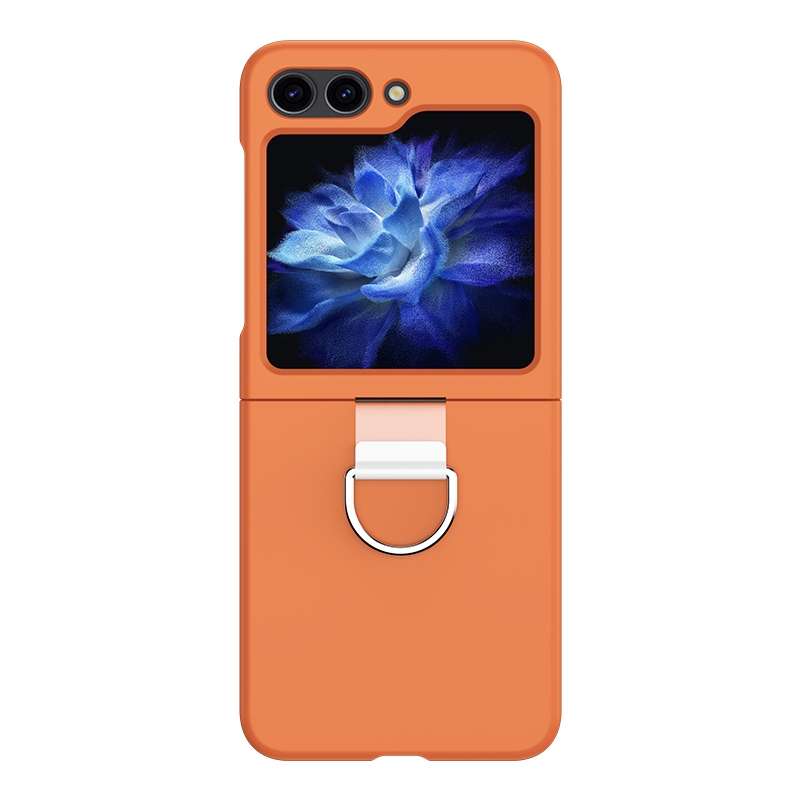 For Samsung Galaxy Z Flip5 Skin Feel Silicone Foldable Phone Case with Ring(Light Green)