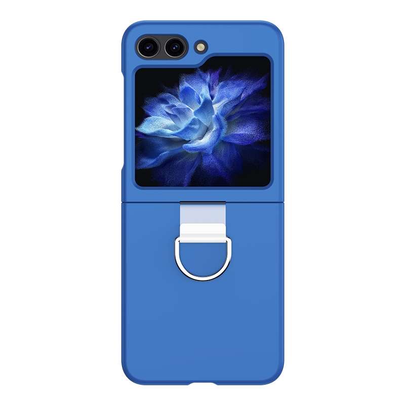 For Samsung Galaxy Z Flip5 Skin Feel Silicone Foldable Phone Case with Ring(Light Green)
