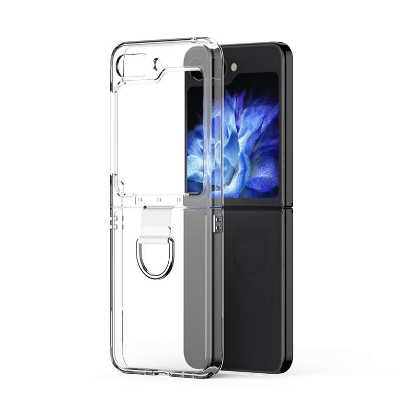 For Samsung Galaxy Z Flip5 Skin Feel Silicone Foldable Phone Case with Ring(Light Green)