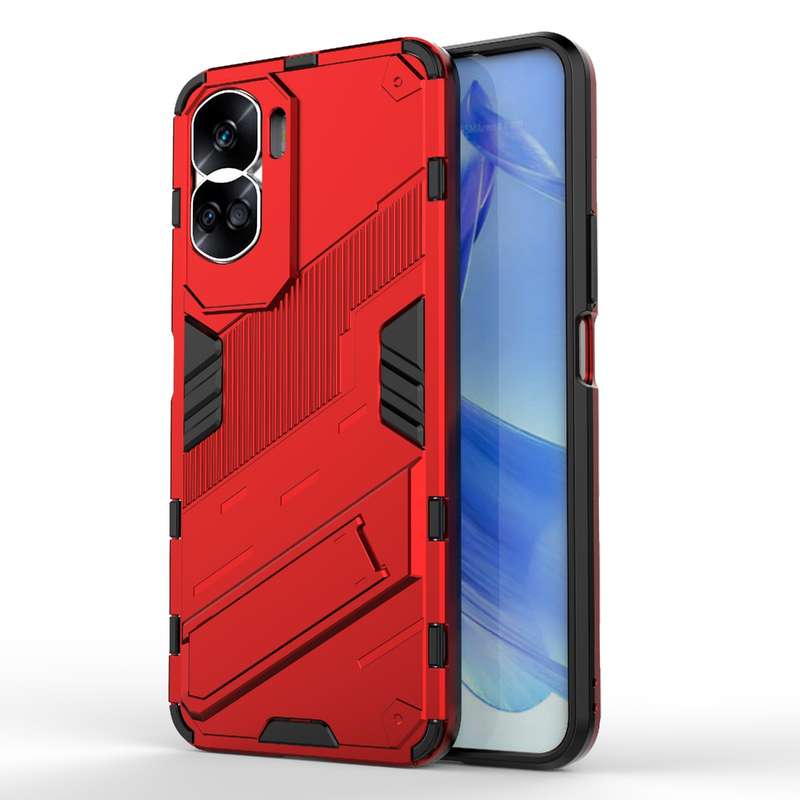 For Honor 90 Lite 5G Global Punk Armor 2 in 1 PC + TPU Phone Case with Holder(Green)