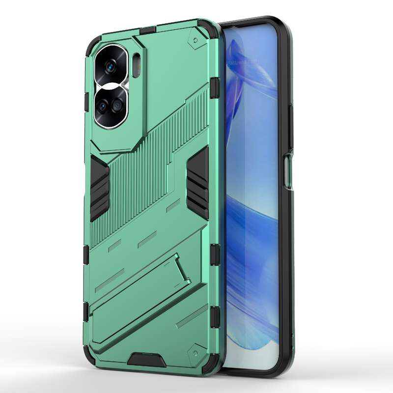 For Honor 90 Lite 5G Global Punk Armor 2 in 1 PC + TPU Phone Case with Holder(Black)