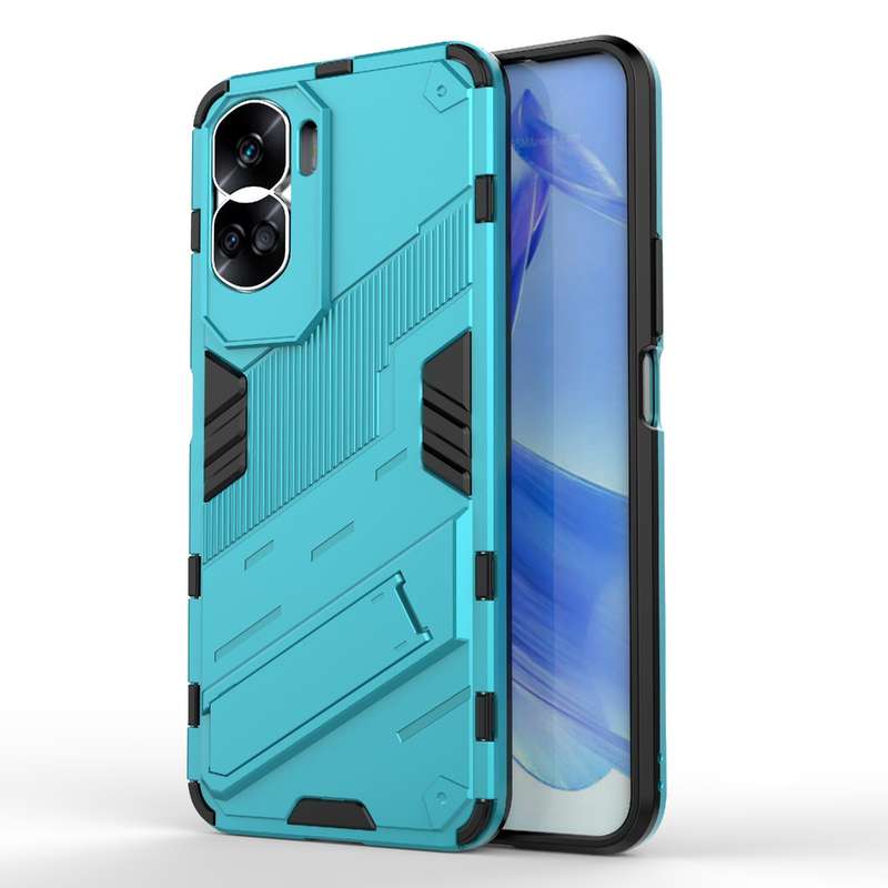 For Honor 90 Lite 5G Global Punk Armor 2 in 1 PC + TPU Phone Case with Holder(Black)