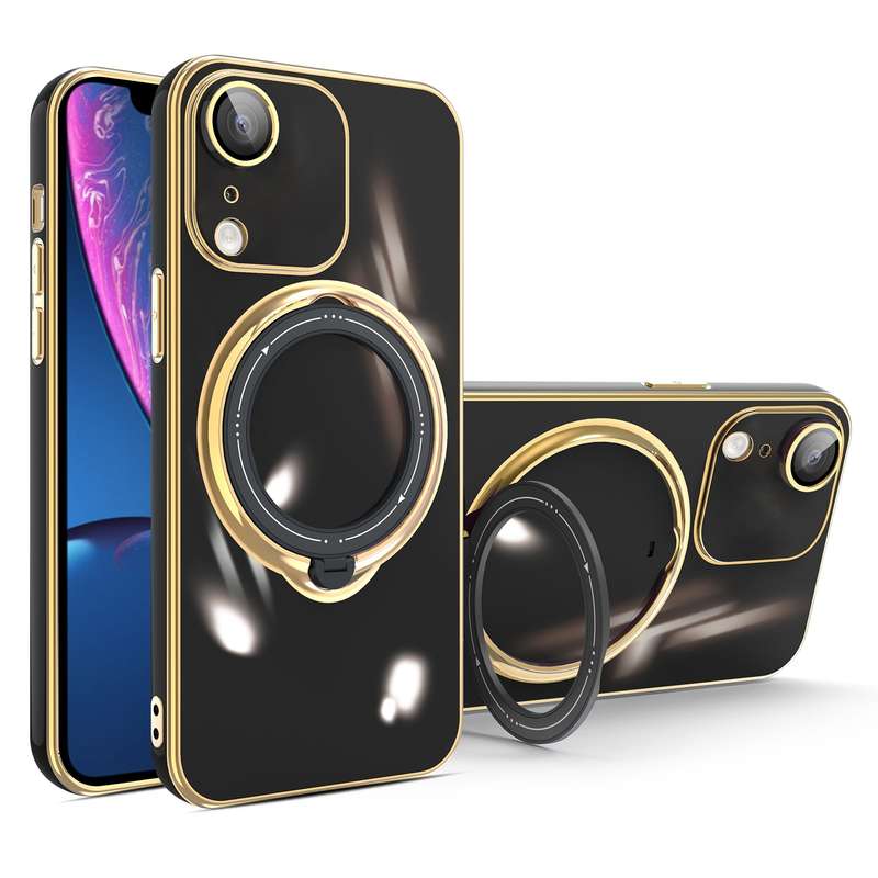 For iPhone XR Multifunction Electroplating MagSafe Holder Phone Case(White)