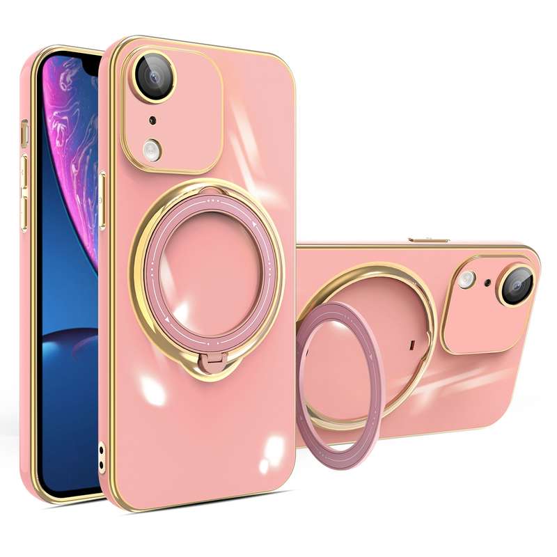 For iPhone XR Multifunction Electroplating MagSafe Holder Phone Case(White)