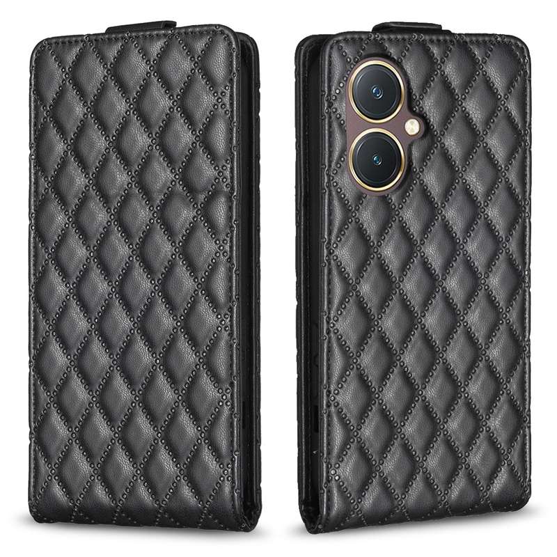 For vivo Y27 4G Diamond Lattice Vertical Flip Leather Phone Case(Dark Purple)
