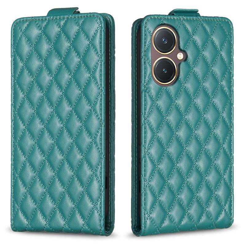 For vivo Y27 4G Diamond Lattice Vertical Flip Leather Phone Case(Dark Purple)