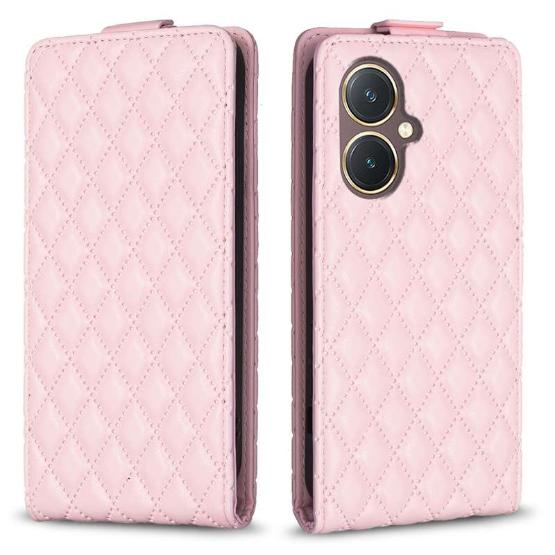 For vivo Y27 4G Diamond Lattice Vertical Flip Leather Phone Case(Dark Purple)