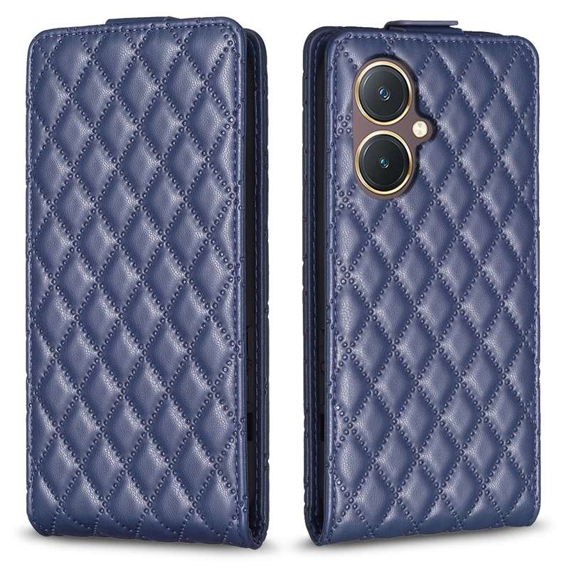 For vivo Y27 4G Diamond Lattice Vertical Flip Leather Phone Case(Dark Purple)