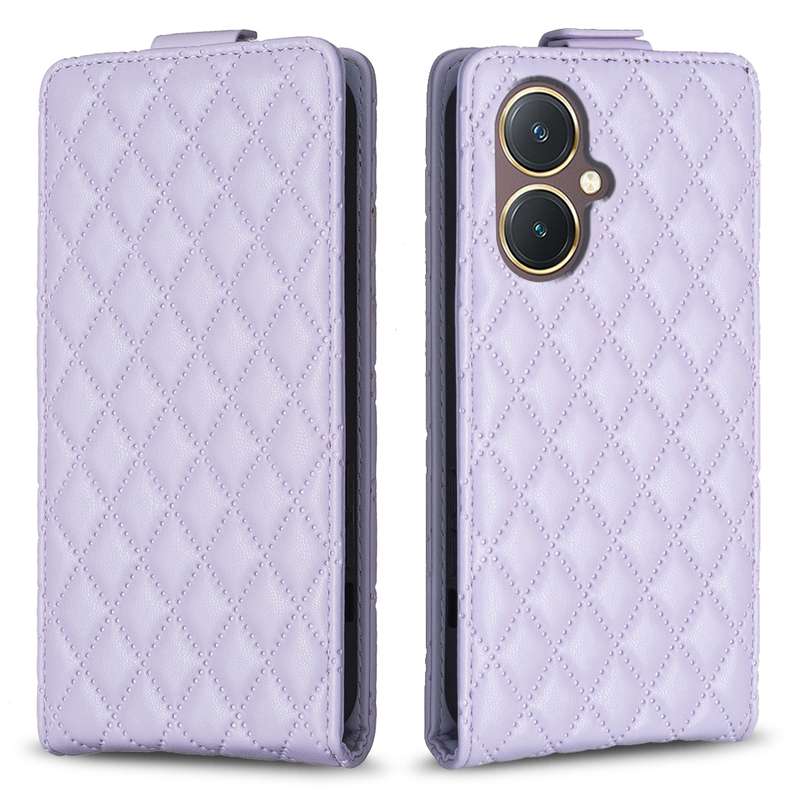 For vivo Y27 4G Diamond Lattice Vertical Flip Leather Phone Case(Dark Purple)