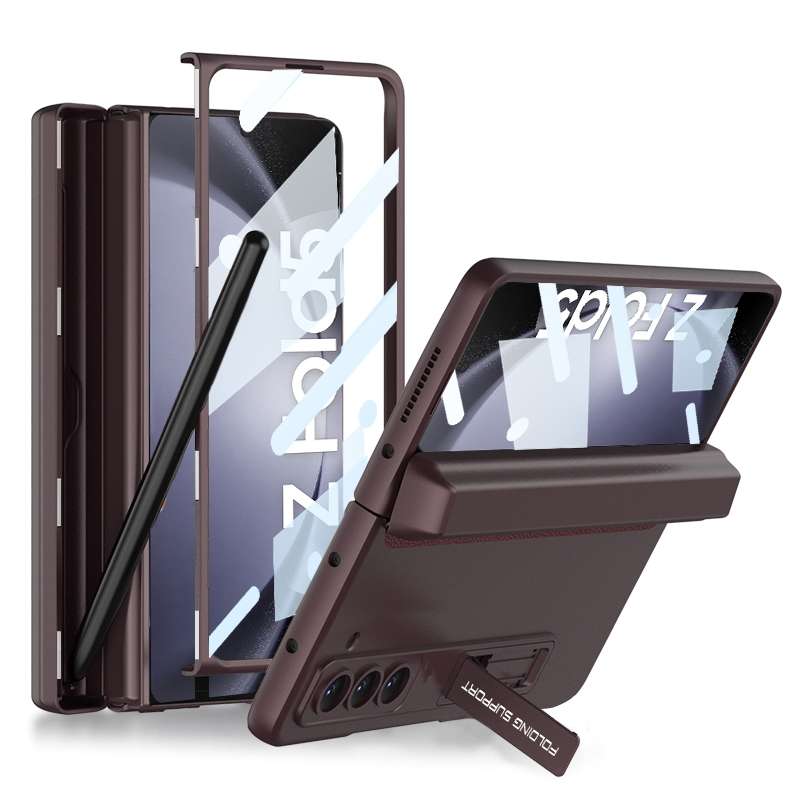 For Samsung Galaxy Z Fold5 GKK Magnetic Full Coverage Phone Flip Case with Pen Box(Gold)