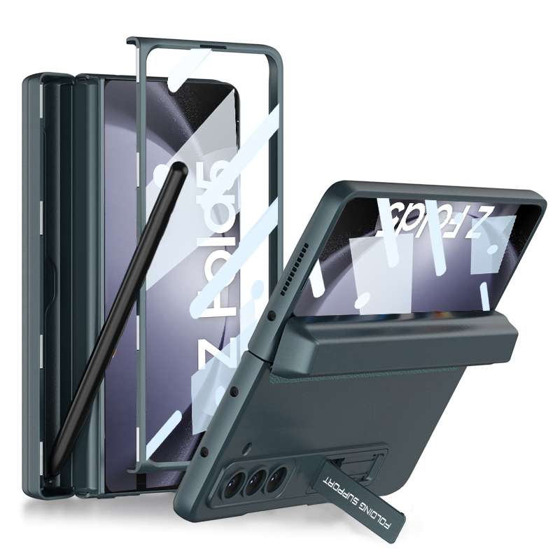For Samsung Galaxy Z Fold5 GKK Magnetic Full Coverage Phone Flip Case with Pen Box(Gold)