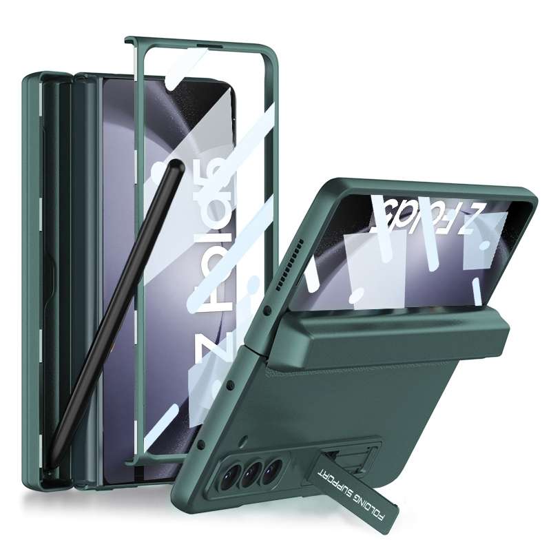 For Samsung Galaxy Z Fold5 GKK Magnetic Full Coverage Phone Flip Case with Pen Box(Gold)